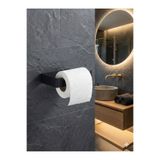 LUNOART Modern Mat Siyah Metal Tuvalet Kağıdı Tutacağı ( YAPIŞKANLI ) | Minimal Duvara Monte Kağıtlık
