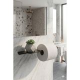LUNOART Telefon Raflı Siyah Metal Tuvalet Kağıtlığı – Modern WC Kağıt Tutucu Banyo Aksesuarı