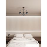 Lunor Siyah Kasa Füme Cam Küre Başlıklı Modern 3'lü Avize – Salon ve Oturma Odası Için - Siyah - Füme