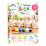 Lunora Design Taş Tozu Kedi Figürlü Boyanabilir Saksı & Biblo Seti – 4’lü + 6’lı Boya ve Fırça