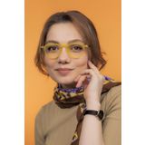 LUNOX (185) Lucia Mat Sarı Unisex Ekran Gözlüğü (Siyah Sap Detaylı) Sarı