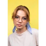 LUNOX (28) Ünisex Gümüş Metal Mavi Işık Korumalı Ekran Gözlüğü (Beşgen)-1