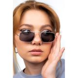 LUNOX (604) Ünisex Gümüş Metal Güneş Gözlüğü (dikdörtgen) Gümüş