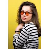 LUNOX (704) Retro Siyah-turuncu Cam Güneş Gözlüğü Siyah Turuncu