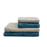 LUNOX HOME Çift Renk Banyo Havlusu, 4'lü Paket 2 Parça (70x140),2 Parça (50x80) Yumuşak ve Emici, Kaliteli Günlük Kullanıma Uygun%100 Pamuk Havlu(İndigo-Nohut)