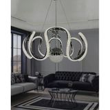 LUNOX Infinity Loop LED Modern Tasarım Avize – Krom Gövde Kristal Işıklı Lüks Salon Avizesi