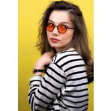 Lunox Retro Siyah-Turuncu Cam Güneş Gözlüğü