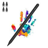 Luntak Dokunmatik Ekranlar için Aktif Stylus Kalemler, Şarj Edilebilir Tablet Kalemi, POM Uçlu Manyetik iPad Kalem Stylus Kalem, iPad/Pro/Air/Mini/iPhone ve Diğer Akıllı Telefon Cihazları için - Siyah
