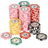 LUOBAO Kart Kurulu Oyunu için Premium Numaralı Poker Cipsleri, Texas Hold'em, Blackjack, Kart Kulübü Gece Geç Poker Oyunları için Mezheplerle Profesyonel Kil Poker Cips Seti
