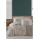 Luoca Patisca Baskılı Saten Çift Kişilik Nevresim Takımı Hacker Bej - 200 x 220 cm