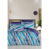 Luoca Patisca Baskılı Saten Çift Kişilik Nevresim Takımı Neron - Koyu Mavi - 200 x 220 cm