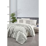 Luoca Patisca Gıovannı Çift Kişilik Yatak Örtüsü Seti - 220 x 240 cm - Gri - Kırık Beyaz