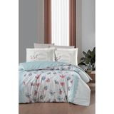 Luoca Patisca Ranforce Çift Kişilik Nevresim Takımı Lady Dıana - Turkuaz - 200 x 220 cm