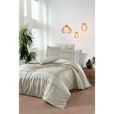 Luoca Patisca Ranforce Çift Kişilik Nevresim Takımı Suvari - Bej - Gri - 200 x 220 cm