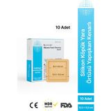 Luofucon Yapışkan Kenarlı Yumuşak Silikonlu Yara Örtüsü – Su Geçirmez, Hava Geçirir, Hızlı Iyileşme ve Koruma (10’lu Paket) - 1 Kutu - 12,5x12,5cm