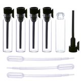 luojery 120 Adet 1 ml Mini Sevimli Boş Cam Parfüm Esansiyel Yağlar Örnek Şişeler Siyah Plastik Çubuk Kapaklı Cam Şişeler Esansiyel Yağlar için Damlalık Şişe Aromaterapi (120 Adet 1 ml Siyah Plastik Çubuk