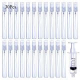 luojery 30 Adet 10 ml/3 Oz Taşınabilir Doldurulabilir Şeffaf Cam Boş Püskürtücü Parfüm Şişeleri Kozmetik Atomizörler Seyahat Partisi için Sprey Şişe Konteyner Makyaj Aracı (30 Adet 10 ml Şeffaf Cam Parfüm