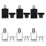 luojery 6'lı Paket 30 ml / 1 oz Şeffaf Siyah Doldurulabilir Parfüm Şişesi, Taşınabilir Kare Boş Cam Parfüm Atomizer Şişesi Sprey Aplikatörü 4 çeşit parfüm dağıtıcılı (3 Paket şeffaf 3 Paket Siyah Çeşitli