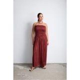 LUOKK RUSH Straplez Maxi Elbise Bordo