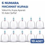Luord-Store 6 Numara Hacamat Kupası 10 Adet Vakumlu Kupa Bardak Dayanıklı Plastik Manuel Hacamat Kabı