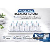 Luord-Store 7 Numara Hacamat Kupası 10 Adet Vakumlu Kupa Bardak Dayanıklı Plastik Manuel Hacamat Kabı Seti