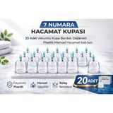Luord-Store 7 Numara Hacamat Kupası 20 Adet Vakumlu Kupa Bardak Dayanıklı Plastik Manuel Hacamat Kabı Seti