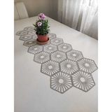 Luord-Store Fransız Dantel Detaylı Tek Runner, Masa Üzerine Runner, Masa Örtüsü Runneri Gri - 0,5 x 9 cm - 001-Renkli