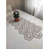 Luord-Store Fransız Dantel Detaylı Tek Runner, Masa Üzerine Runner, Masa Örtüsü Runneri Kahve - 0,5 x 9 cm - 001-Renkli