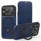 LUOTANL iPhone 17 Pro Max/17 Pro/Air/17 için Manyetik Kılıf, Döner Halkalı Deri Kart Yuvaları Kapaklı Kapak RFID Sinyal Engelleme Kılıfı, Mavi, Hava