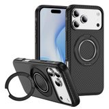 LUOTANL iPhone 17 Pro Max/17 Pro/Air/17 için şık kılıf, karbon fiber desenli manyetik halka stand darbe koruyucu kılıf, siyah, 17
