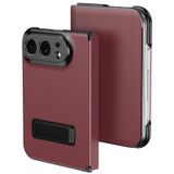 LUOTANL iPhone Duo için deri kılıf, tam kamera koruması | Kitap Kılıfı Görünmez Braket Vintage Çiçek Litchi Kabuk Kılıf Erkekler Kadınlar için, Kırmızı, Duo 7,6 inç