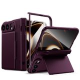 LUOTANL iPhone Duo için Lüks Kılıf, Flip Kart Yuvası Standı Fonksiyonu | Işık Kapağı Kalem Tutucu Menteşe Tam Sarma Ekran Koruyucu Kabuk, Mor, Duo 7.6 ″