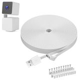 LUOYEE WYZE Cam Pan V3 ile Uyumlu 2'li Paket 40FT Güç Uzatma Kablosu, 90 Derece L Şeklinde Düz Mikro USB Uzatma Şarj Kablosu WYZE Cam Pan V3 için (Beyaz)