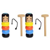 LUOZZY 2 takım gökkuşağı Daruma oyuncak renkli Daruma bebek geleneksel japon şanslı Daruma oyuncak 2 3 4 5 6 yaşındaki çocuklar için kırılmaz ahşap bebek kukla