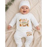 Lupi Dayısının ve Yengesinin Yazılı Unisex Bebek Alt Üst Takım - Yenidoğan - 001-Krem
