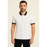 Lupinn Erkek Polo Yaka Düz Renk Kısa Kollu Pamuklu Tişört – Rahat ve Şık Tasarım - Beyaz - 2XL