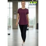Lupinn Kadın Bordo Sporcu Tişörtü Nefes Alabilir Hızlı Kuruyan Rahat Kesim Fitness Yoga Tişört-Tshirt - 40