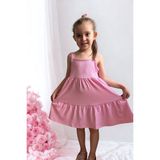 Lupinn Moda Kız Çocuk Pembe Askılı Yazlık Pamuklu Volanlı Elbise - 8 - 9 Yaş