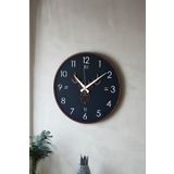 LUPOKRAFT Ahşap Dekoratif Gümüş Aynalı - Kahverengi Duvar Saati 48cm Siyah Geyik 48 x 48