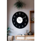 LUPOKRAFT Ahşap Dekoratif Phact Gümüş Aynalı Duvar Saati 48cm SİYAH 48 x 48