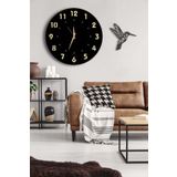 LUPOKRAFT Dekoratif Aynalı Duvar Saati 50x50cm + Kuşlu Tablo GOLD 48 x 48
