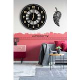 LUPOKRAFT Dekoratif Aynalı Duvar Saati 50x50cm + Yaprak Tablo GOLDYAPRAK2 48 x 48