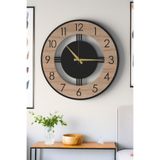 LUPOKRAFT Dekoratif Büyük Boy Ahşap Detaylı Modern Duvar Saati 48cm - Salon Ofis Antre Saati
