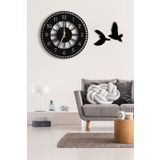 LUPOKRAFT Dekoratif Duvar Saati 48x48cm Kuşlu Tablo SİYAH2LİKUŞ 48 x 48
