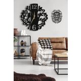 LUPOKRAFT Dekoratif Duvar Saati 50x50 Cm Kedili Tablo SİYAH 48 x 48