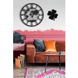 LUPOKRAFT Dekoratif Duvar Saati 50x50 Cm + Yonca Tablo SİYAH 48 x 48