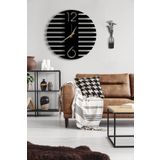 LUPOKRAFT Dekoratif Duvar Saati 50x50cm 6mm + Yaşam Ağacı Tablo SİYAH 48 x 48