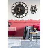 LUPOKRAFT Dekoratif Duvar Saati 50x50cm + Aslanlı Tablo SİYAH 48 x 48