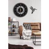 LUPOKRAFT Dekoratif Duvar Saati 50x50cm + Kedili Tablo SİYAH 48 x 48