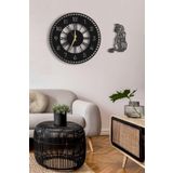 LUPOKRAFT Dekoratif Duvar Saati 50x50cm + Kedili Tablo SİYAHKEDİ 48 x 48